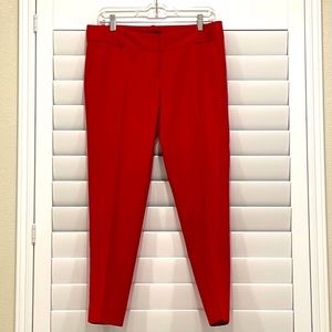 Red Cropped Office Pants
